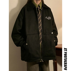 麂皮刺绣撞色翻领小外套男女同款中性夹克JK002-P75108，男装夹克，电商A132（原电商B245）
