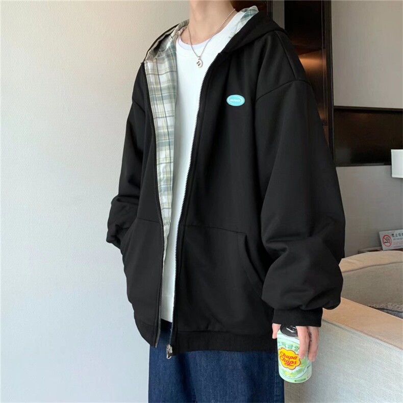 2023新款春秋季男双面穿卫衣连帽潮ins宽松休闲开衫外套W2447-P50,男装卫衣,星座512-2