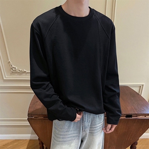 抖音得物高品质美式高街重磅曼巴棉cleanfit螺纹拼接卫衣长袖T恤图片