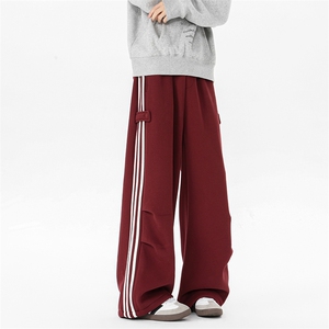 8XL-M 奥粒绒加绒休闲裤男三条杠条纹运动裤宽松卫裤K9121P58控78图片