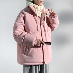 冬季青少年连帽假两件外套加绒加厚休闲简约棉衣棉服5303-P85图片