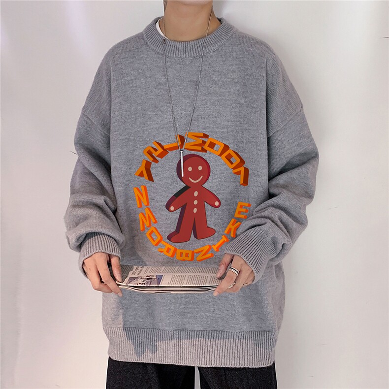 1港风日系宽松休闲情侣套头印花加厚毛衣男外套7693P48加绒P55,男装针织衫/毛衣,星座226-2