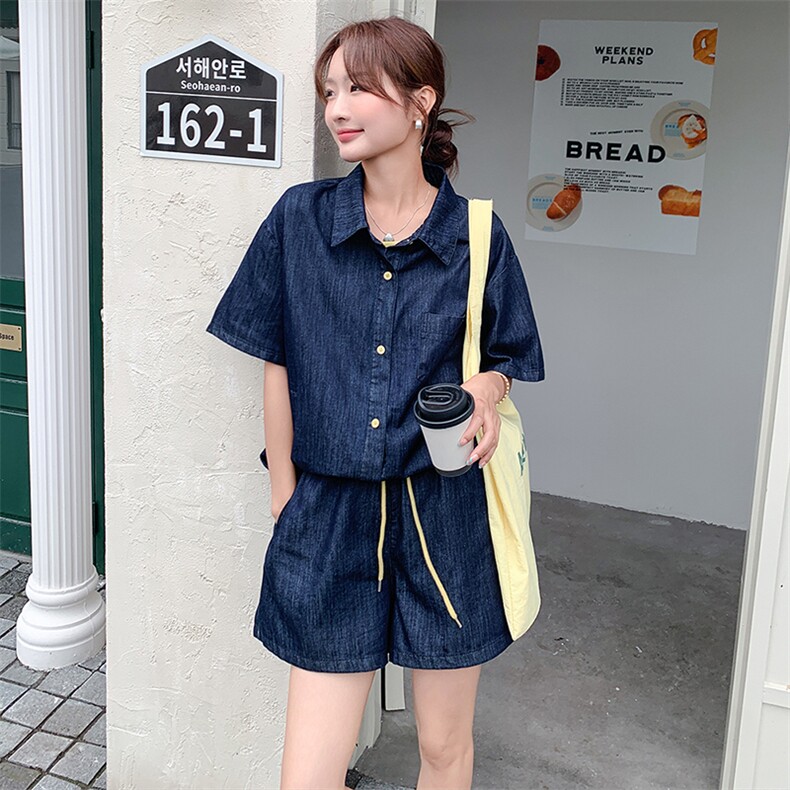 2025复古吊带牛仔外套阔腿短裤三件套夏季新款网红设计高级感,女装套装/套裙,2C085