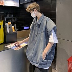 Wt8601-P60美式复古无袖垫肩牛仔夹克，男装夹克，星座1501-1