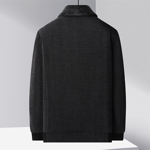 冬季新款男士雪尼尔翻领棉服中老年加绒加厚保暖男装棉衣休闲外套图片