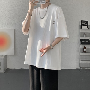 超大码金属标手工设计肌理感短袖T恤8XL-M垂感冰丝半袖DX1220/P38图片