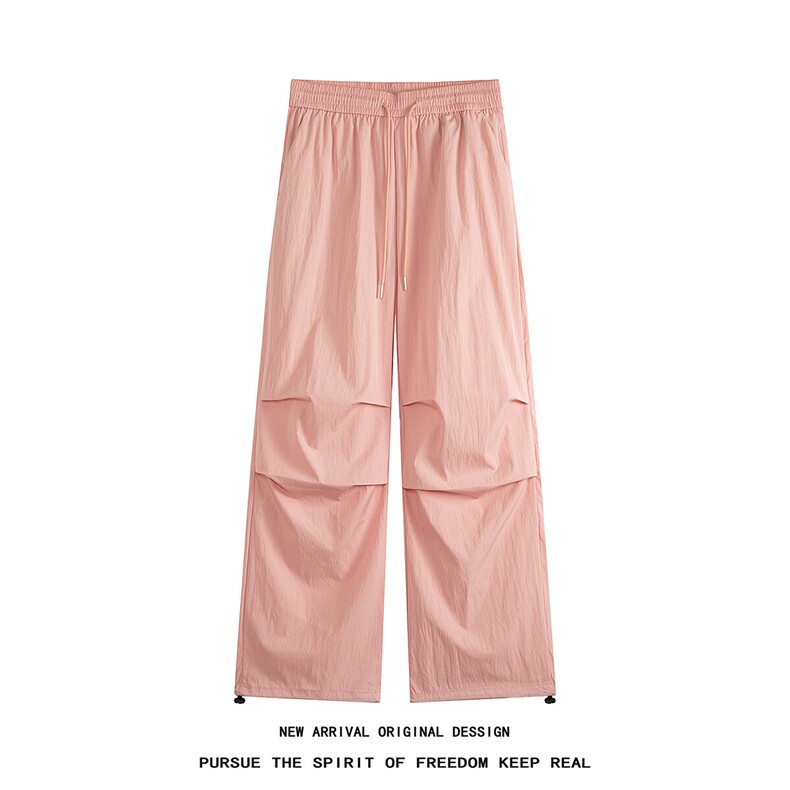 YK121特P28控58平铺图夏季皱感轻薄透气双褶纯色宽松休闲裤子，男装休闲裤，电商A249