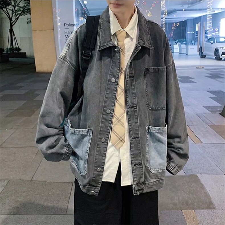 牛仔外套男潮牌宽松秋季新款外穿夹克大码学生港风痞帅潮流上衣,男装工装外套,星座1210-1