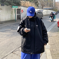 克莱因蓝外套男中性风宽松抽绳装饰连帽大码M-5XL夹克男JK7569P75，男装夹克，星座227-7
