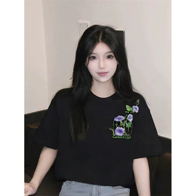 万针全刺绣工艺抖音得物高品质260克重磅纯棉双纱美式高街短袖T恤,男装T恤,电商A486-1
