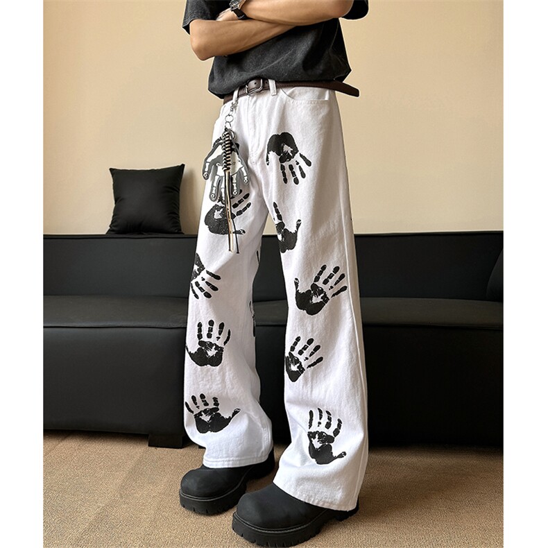 现货高品质美式高街手掌印情侣牛仔裤610A-1-YG872-特P45,男装牛仔裤,星座610A-1