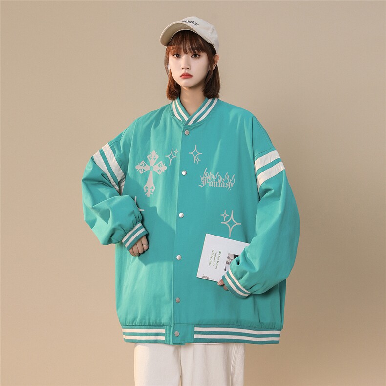 中性风2026秋季新款潮牌印花棒球服宽松百搭夹克G300--P65K88,男装夹克,A247A