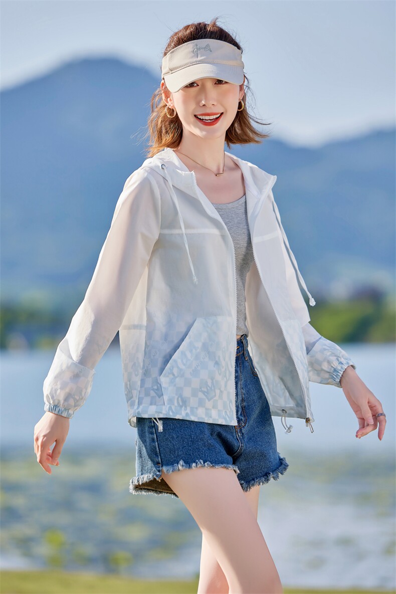 休闲运动防晒衣女2025夏季新款时尚连帽开衫透气薄外套冰丝防晒服,女装防晒衣,以桐
