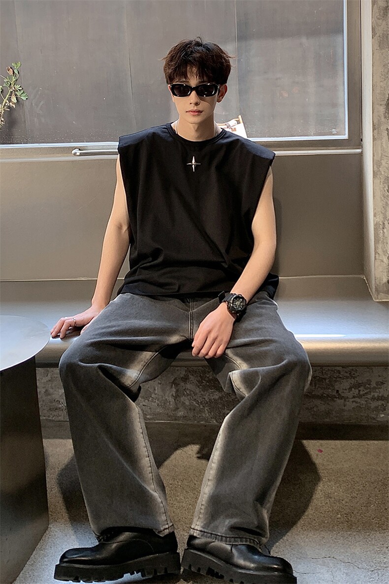 1美式港风四角星设计潮流背心大码M-5XL休闲背心男BX8764P25控39,男装背心/马甲,星座226-2