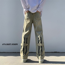 B221美式ins高街小众拉链直筒牛仔裤LK23028-P60控78，男装牛仔裤，电商B221