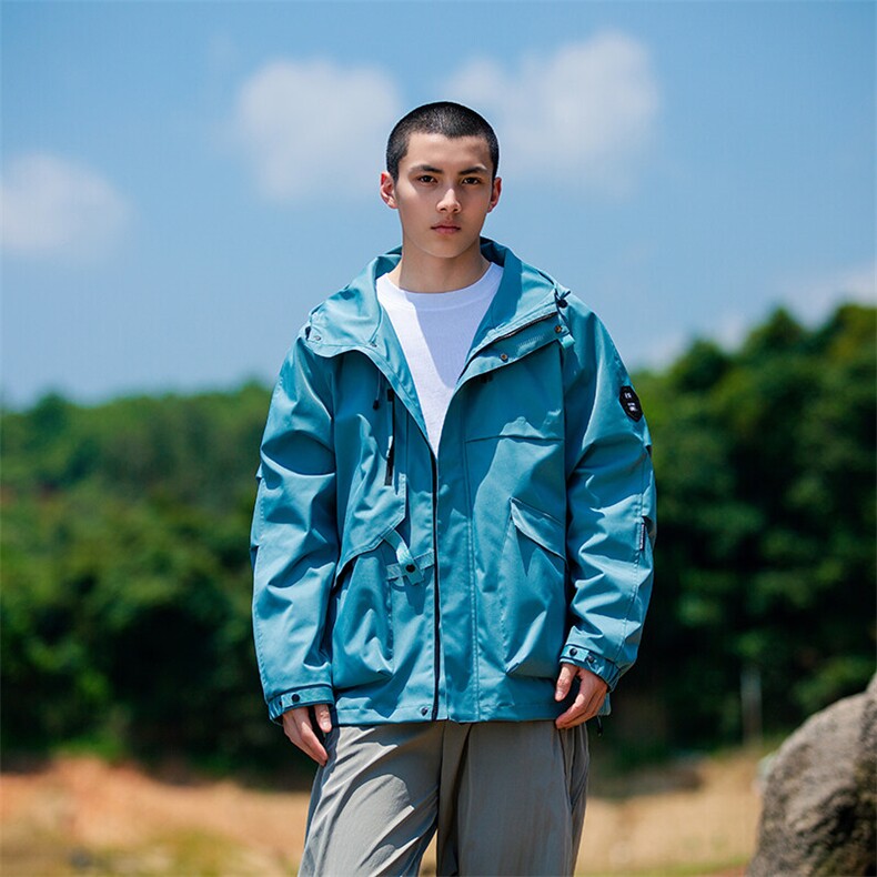 春秋户外冲锋衣男女同款防风防水连帽工装外套登山服夹克2481-P75,男装夹克,星座1403A