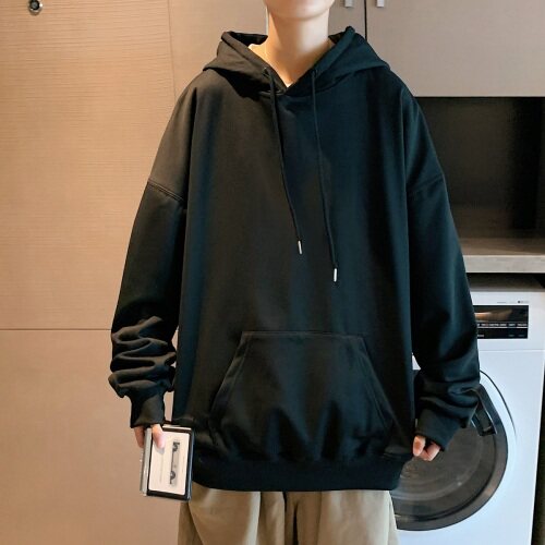 春秋连帽套头卫衣男港风中性大码宽松纯色光板1016-1 WYM000 P28图片