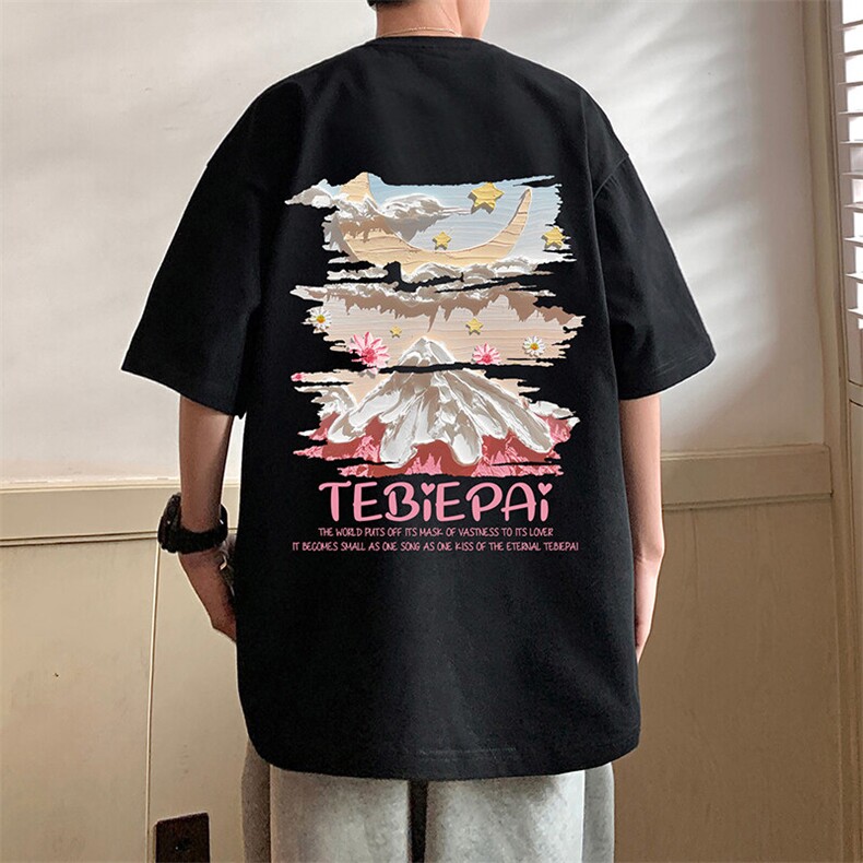 T708大码宽松纯棉运动圆领体恤衫oversize短袖T恤男重磅T,男装T恤,星座304A-1