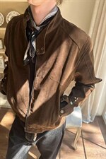 现货网络图慎用【EME】摩登年代复古绒皮哈灵顿外套JK78089特P70，女装短外套，星座226-2