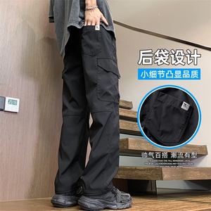 青少年大童军绿色冰丝速干工装裤男初高中学生帅气男孩裤子夏薄款,淘宝学生党搭配衣服推荐图片
