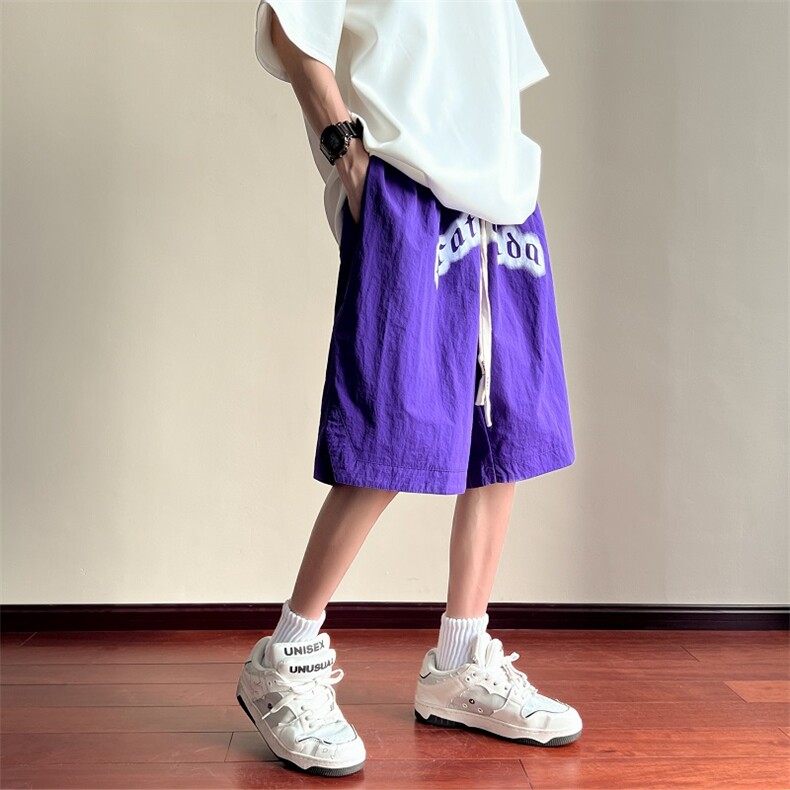 抖音品质-美式高街速干短裤薄款宽松休闲五分裤DY18-P40,男装休闲裤,星座808A-1