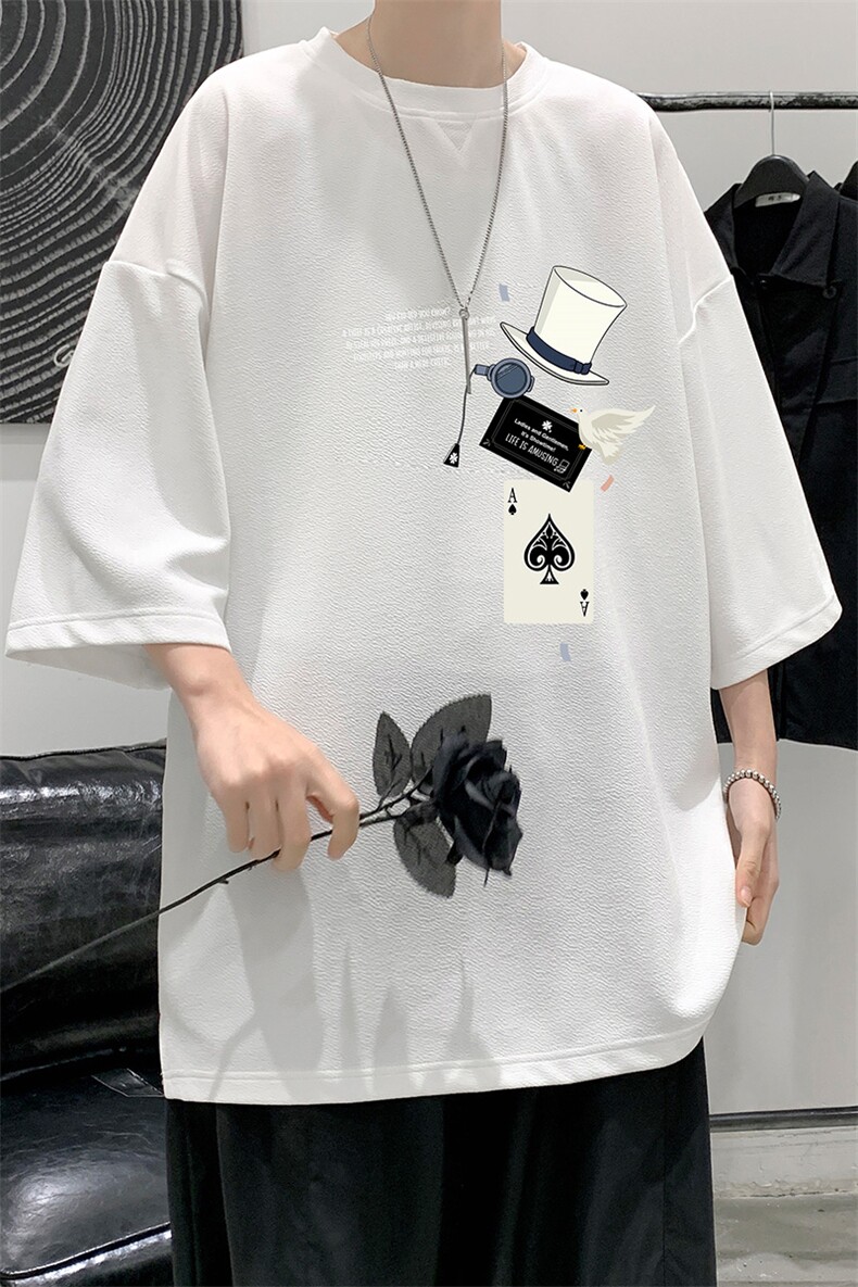 冰丝七分袖t恤男大码五分袖男短袖男中袖Q11373-P30,男装T恤,电商A040