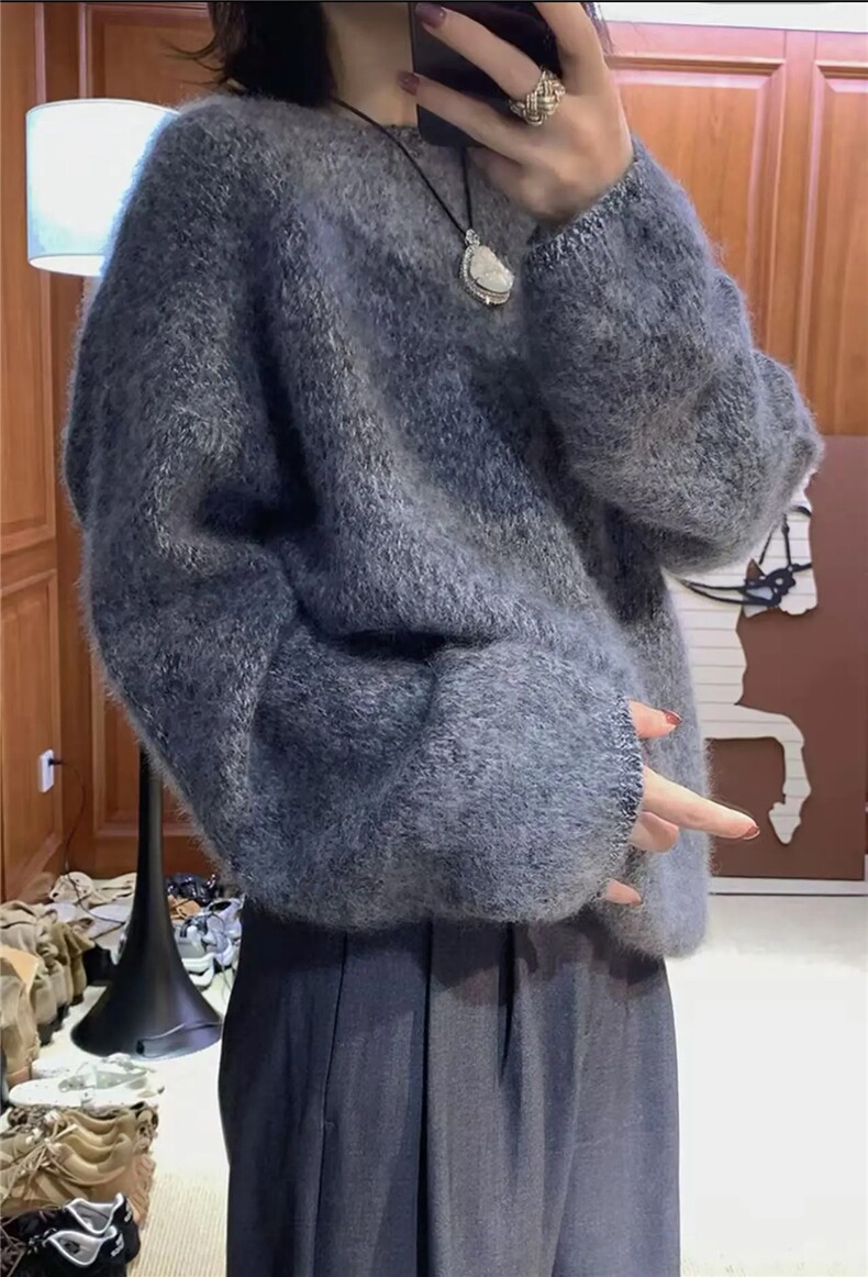 2025年秋季花纱一线圆领时尚百搭通勤简约休闲休闲，女装羊毛衫，国旺羊绒