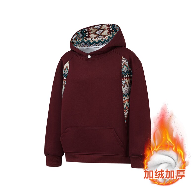 重磅民族风拼接撞色卫衣大码秋冬复古连帽衫外套LW608特P55加绒65，男装民族服装，电商B215