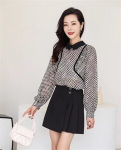 格子雪纺上衣,其它,伊洛姿