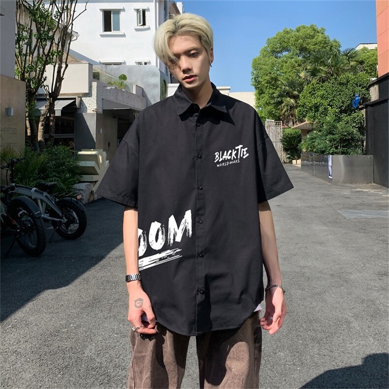 电商DSA028-MDS2140P38夏季新款港风百搭潮流印花短袖衬衫男,男装T恤,电商A028