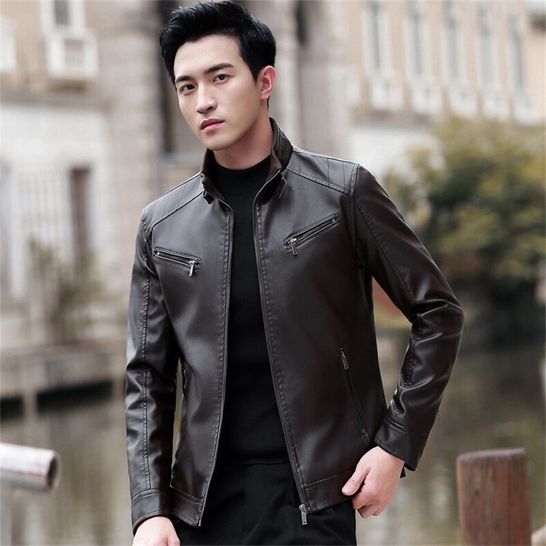 JK69-P75皮衣男士韩版潮流青年春装短款外套休闲机车皮夹克，男装皮衣，电商D310B