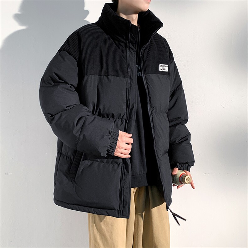 冬季青少年灯芯绒立领拼接外套休闲百搭面包服棉服5302-P78,男装棉衣,电商B306