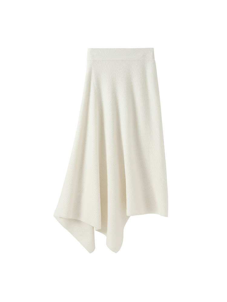 2025年秋季新款百搭女士元宝针不规则下摆半裙，女装半身裙，美高戎羊绒