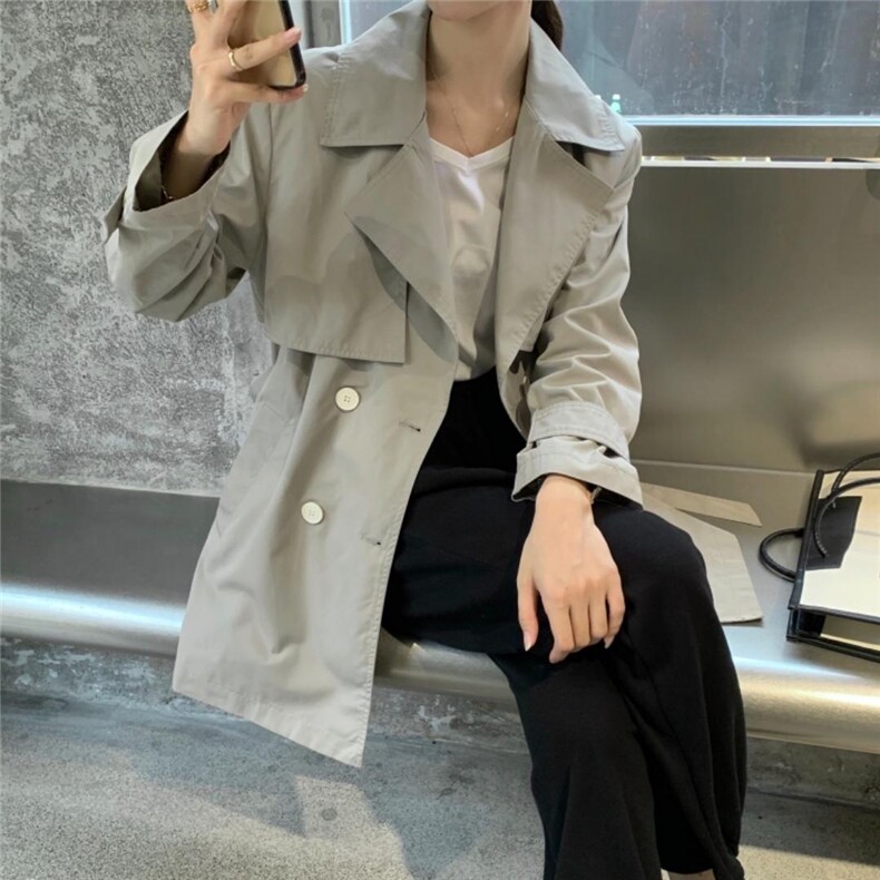 三色风衣，女装风衣，深度