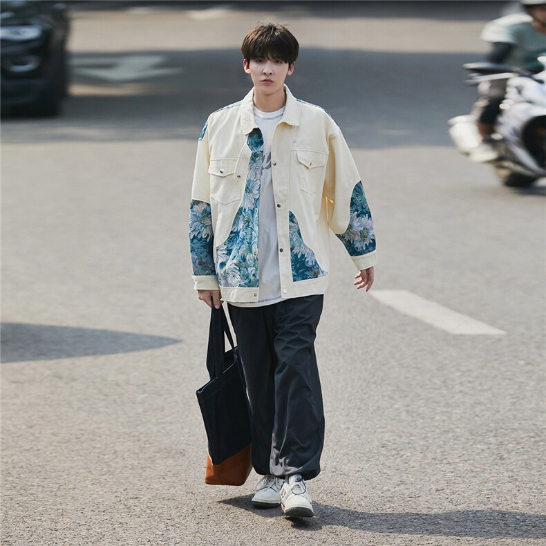 2026港风风植物花卉刺绣夹克大码M-5XL潮美式男Jk7806P95，男装夹克，星座227-7