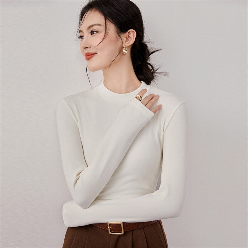 半高领打底衫女长袖t恤新款秋冬内搭洋气外穿紧身上衣服潮,女装羊毛衫,硕诚羊绒