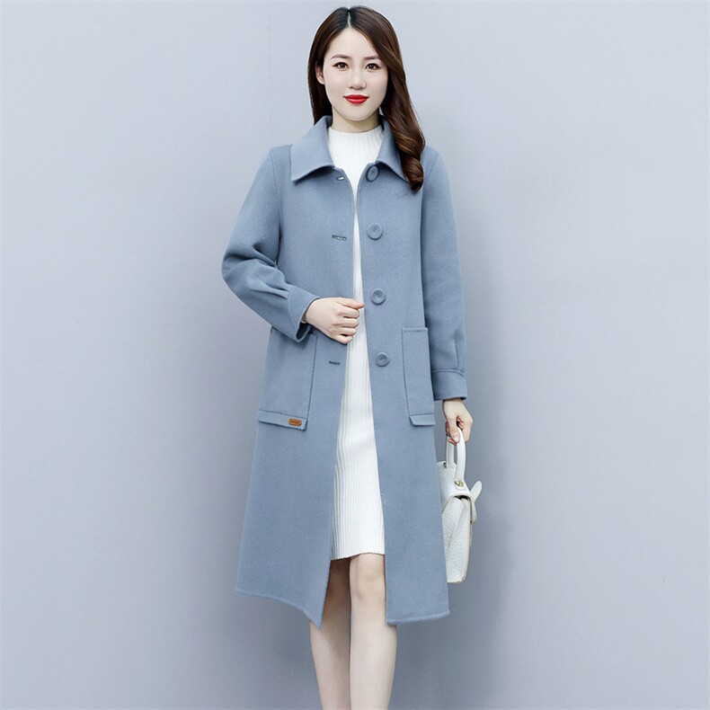 秋冬新款双面羊绒大衣简约时尚气质百搭中长款羊毛外套,女装双面呢大衣,媚琳依坊
