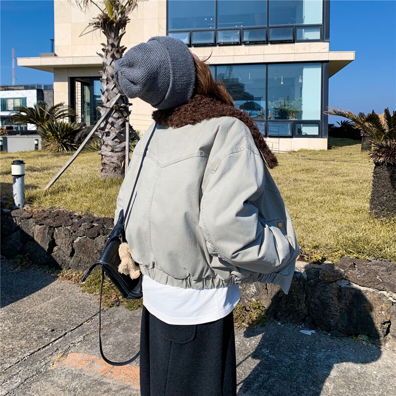 50绒羊羔毛领牛仔派克羽绒服R2C086-2603P255K398,女装羽绒服,2C086