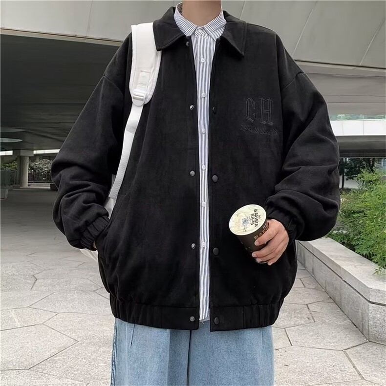 麂皮绒外套男春秋季潮牌机车夹克美式复古高级感痞帅炸街休闲上衣,男装夹克,星座1210-1