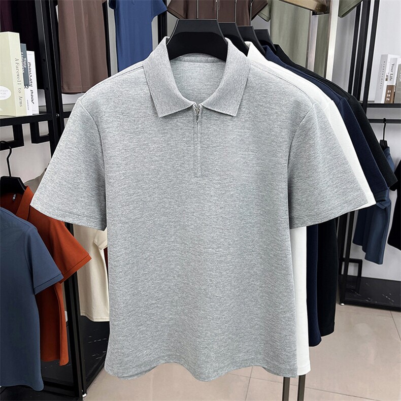 夏季棉短袖半拉链翻领POLO衫男T恤潮流品质上衣体恤男装,男装T恤,钱塘6003（原4033）