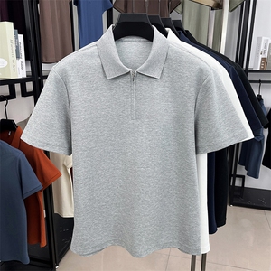 夏季棉短袖半拉链翻领POLO衫男T恤潮流品质上衣体恤男装