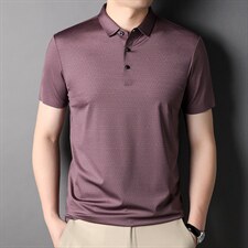 商务男士轻奢短袖中老年男士上衣无恒面料休闲翻领T，男装T恤，电商B212（原钱塘6029）