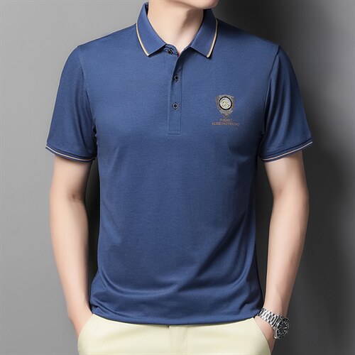 POLO衫男士短袖t恤翻领2023夏季新款潮牌休闲商务男装上衣图片