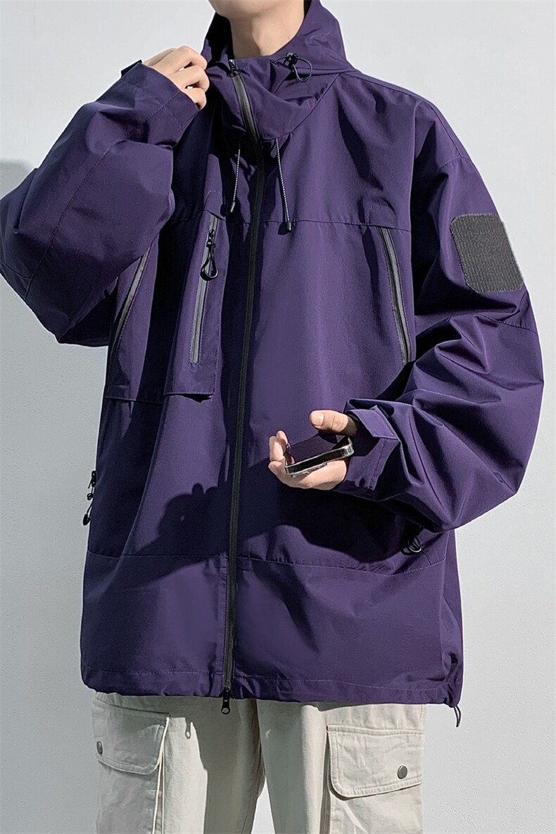 中性风工装冲锋衣男高品纯色宽松夹克外套DSA157B-J91-P60,男装夹克,电商A157B