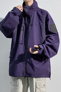 中性风工装冲锋衣男高品纯色宽松夹克外套DSA157B-J91-P60图片