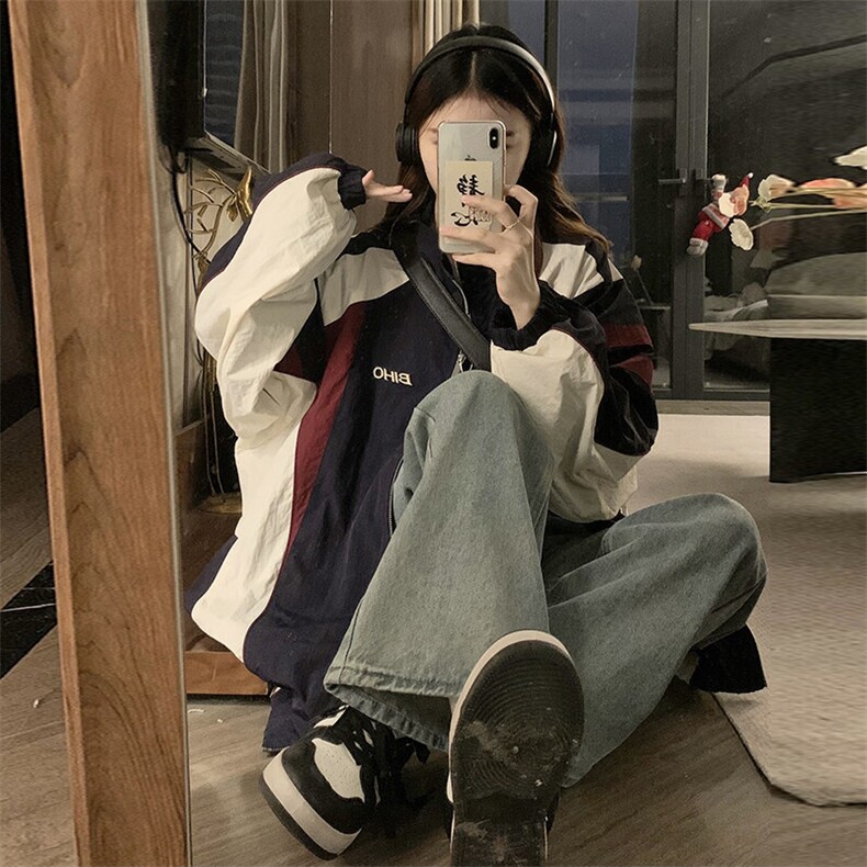 C968-P115美式复古运动夹克休闲外套男女春季2025新款撞色上衣,男装夹克,星座911-2(原星座613-2）