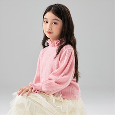 儿童100%羊毛花边领针织衫女童公主袖毛衣羊绒打底长袖打底衫，童装儿童羊毛衫，初丹羊绒童装