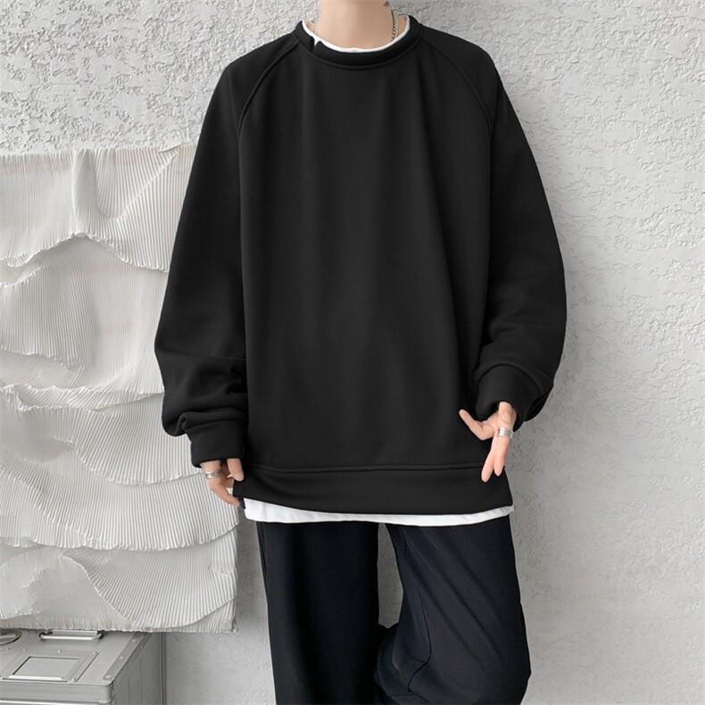 8XL-M假两件卫衣加肥加大码重磅拼接外套圆领套头WY5103P55加绒65,女装短外套,电商B238