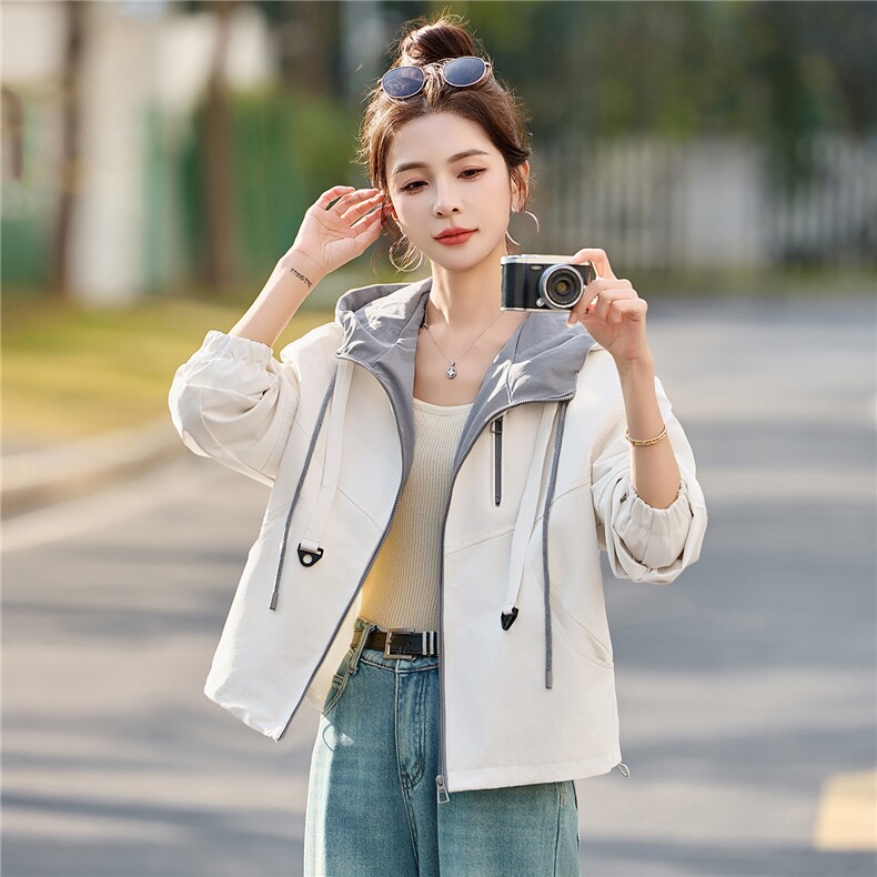 现货！现货！2026年春秋新款时尚撞色减龄百搭短款外套女,女装短外套,以桐