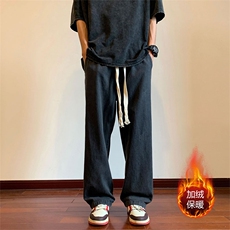 牛仔裤男款秋冬季美式复古休闲裤子加绒加厚直筒裤XK66239J特批40，男装牛仔裤，电商A042